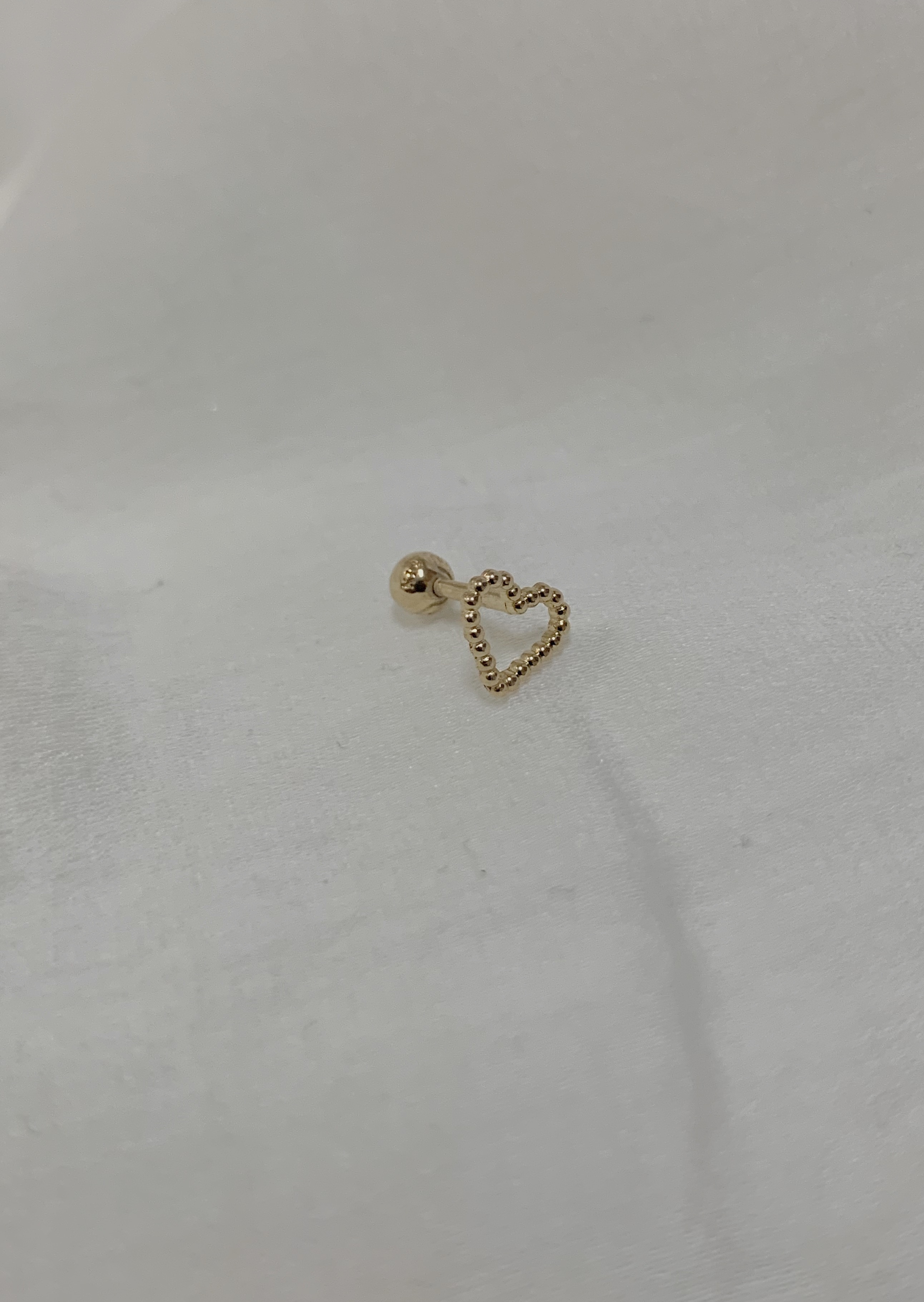 14k純金 麻花愛心轉珠耳環