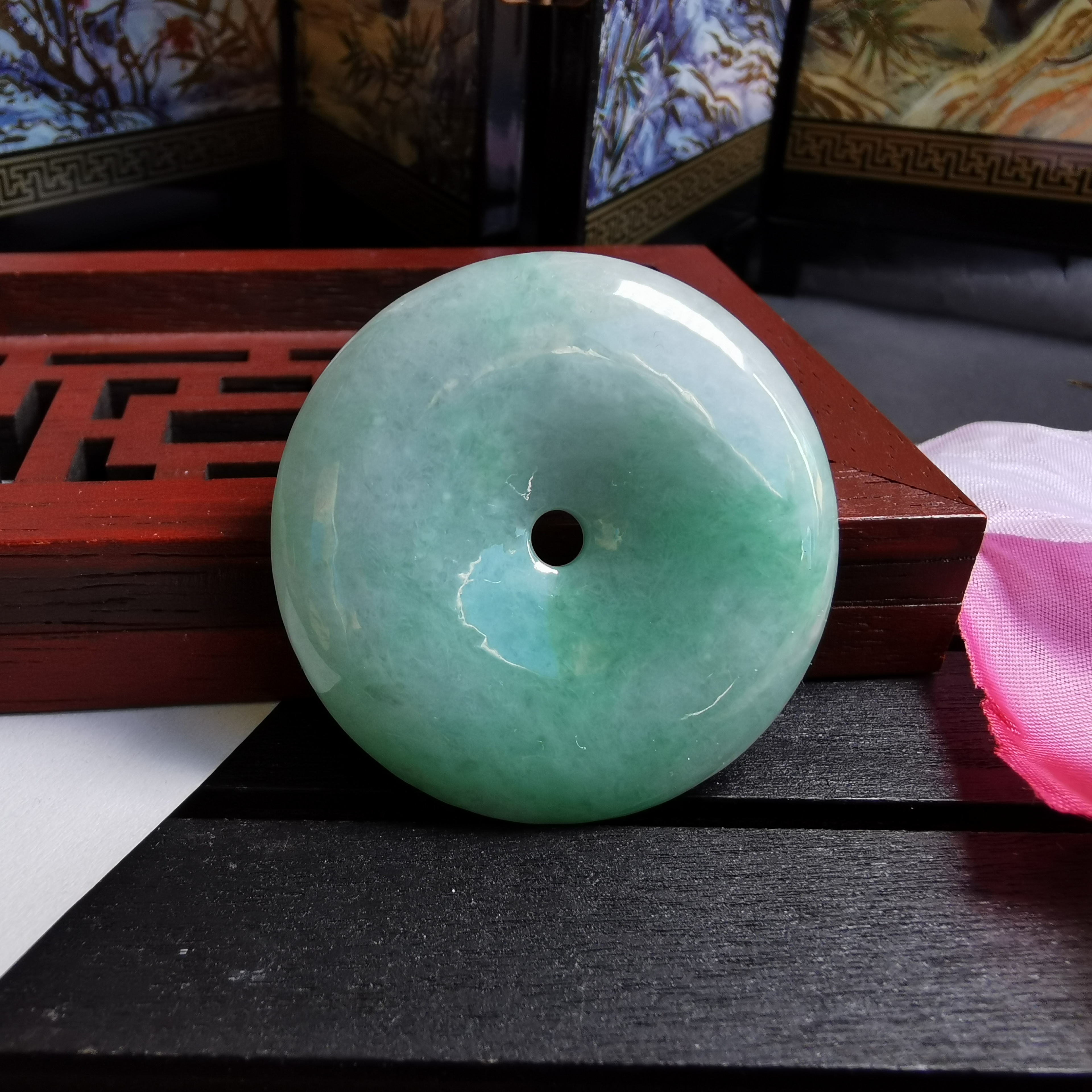 冰糯陽綠平安扣 (38.2mm直徑), 天然翡翠A玉, 緬甸玉, Jade, Jadeite