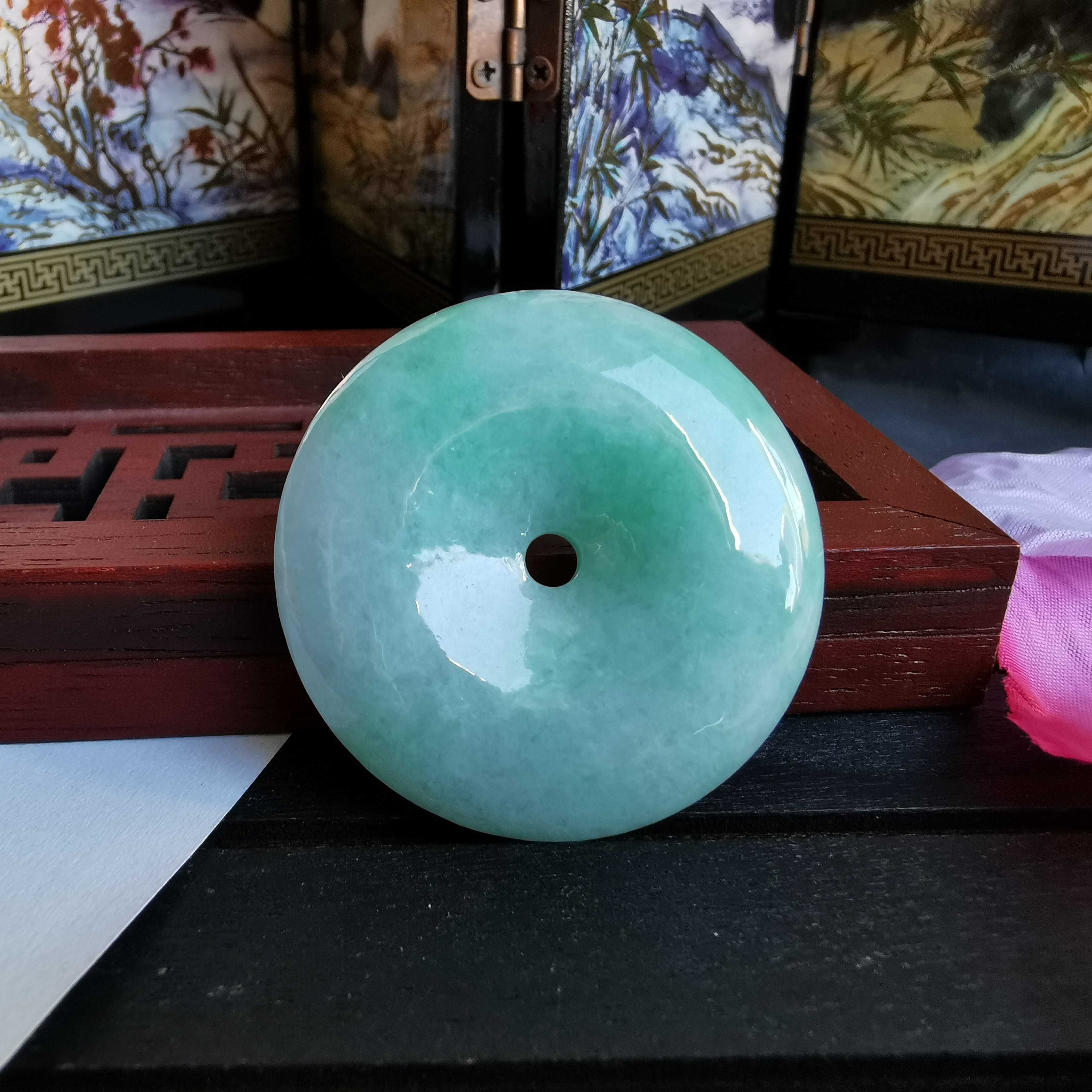 J1559 冰糯陽綠平安扣 (38.2mm直徑)