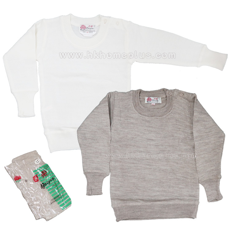 百艷牌: 嬰兒混毛肩鈕長袖毛衣 (20-24碼)