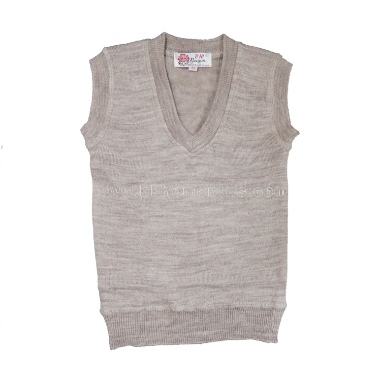 百艷牌: 童裝混毛V領背心毛衣 (20-32碼)