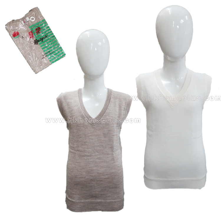 百艷牌: 童裝混毛V領背心毛衣 (20-32碼)