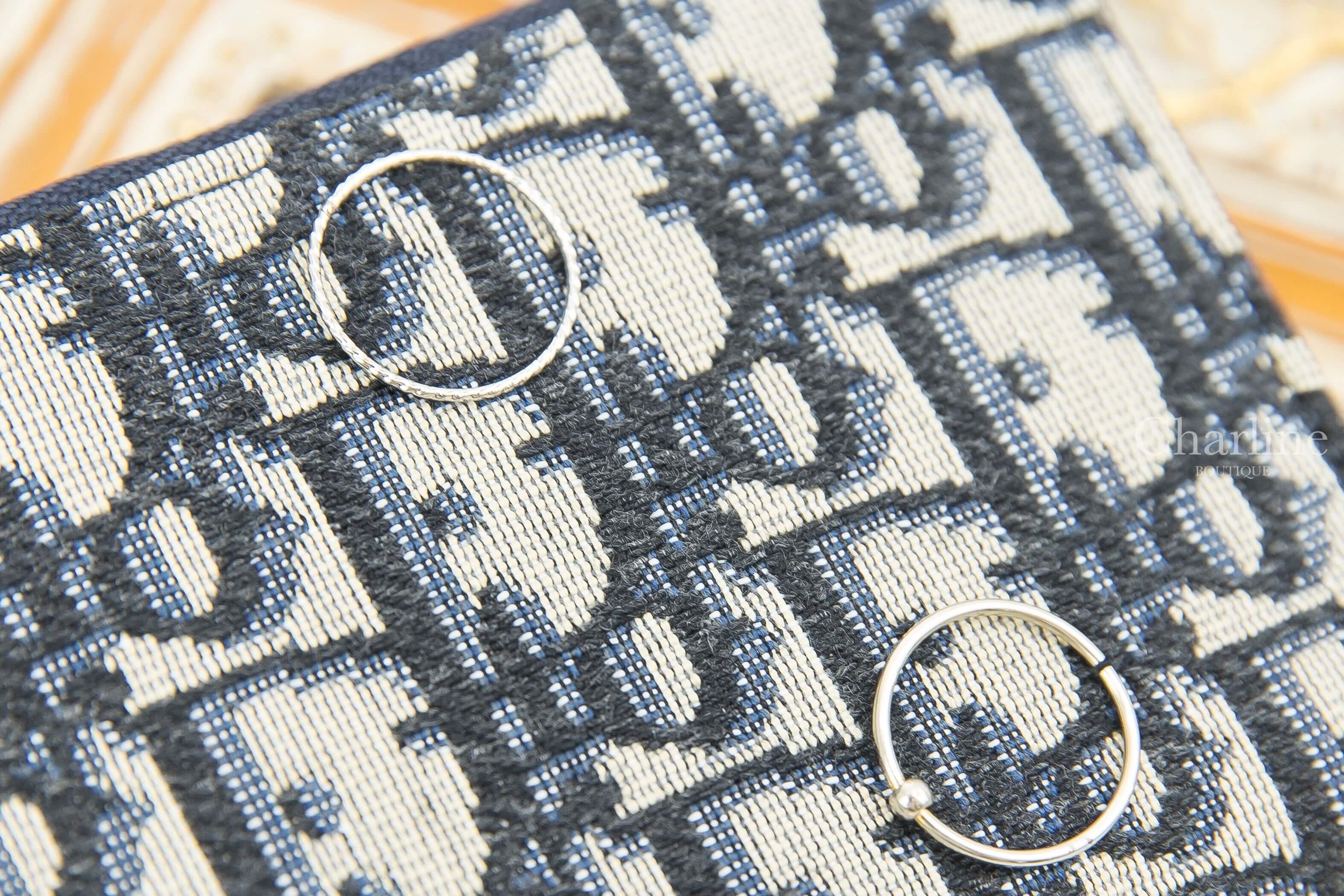 Dior Saddle Dior Oblique Wallet 深藍色復古小牛皮帆布拉鍊零錢包