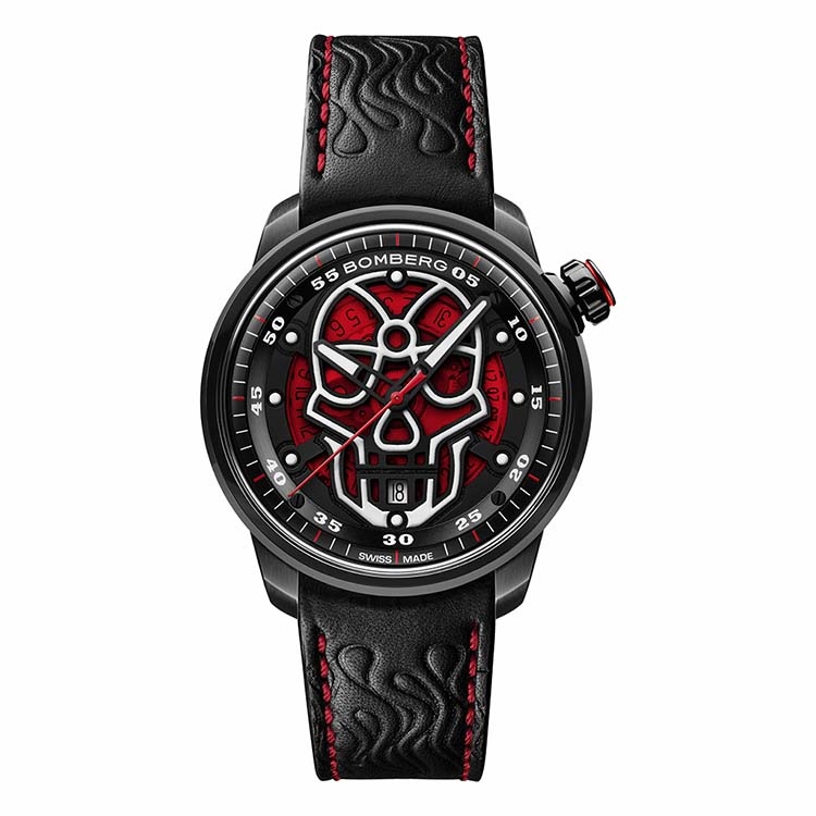 BB-01 自動機械系列 紅色火焰骷髏自動大三針