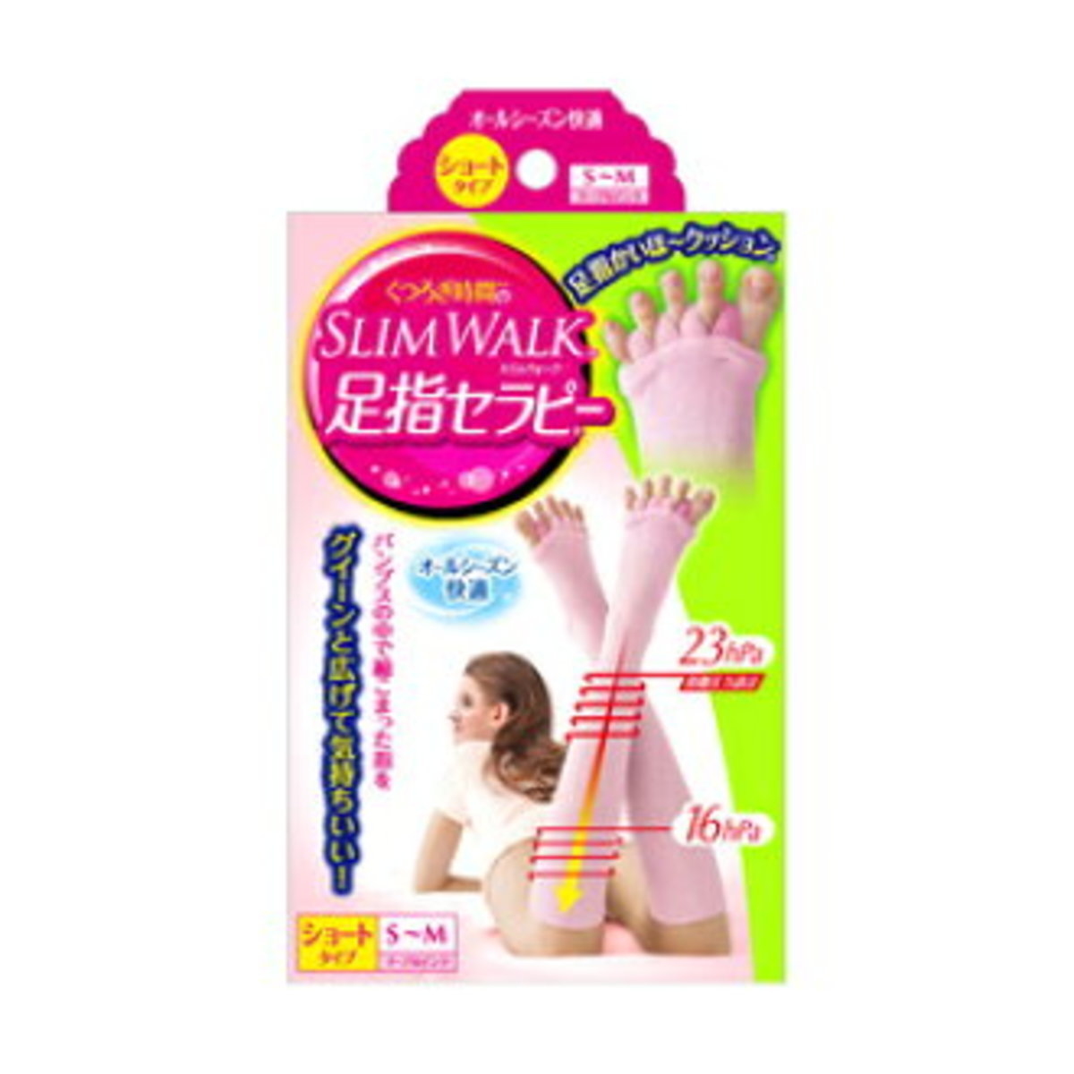 SLIMWALK - 清爽透氣居家美腿舒趾襪 一對 S-M號 (粉色)