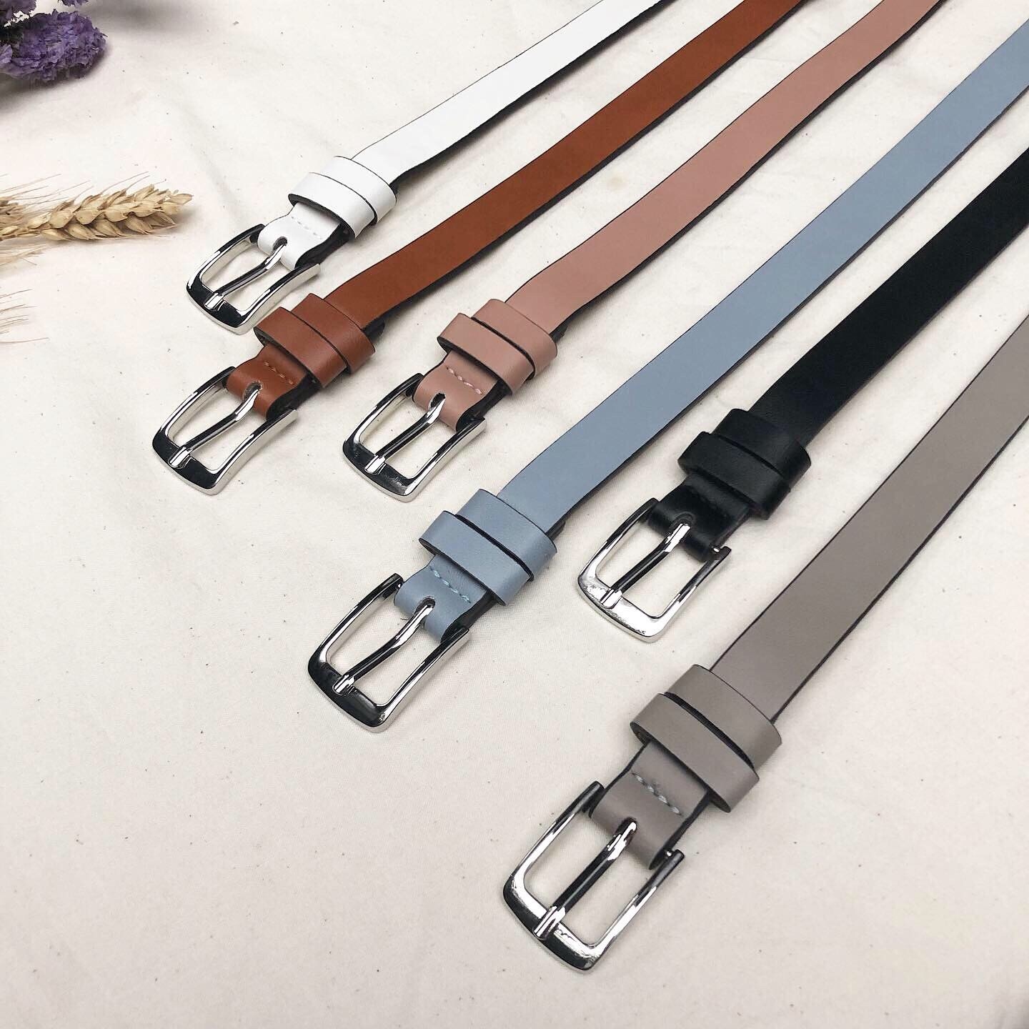 繽紛色方頭皮帶/六色