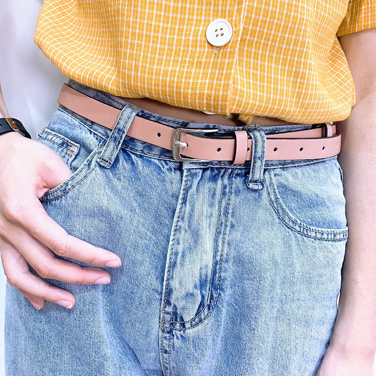 繽紛色方頭皮帶/六色