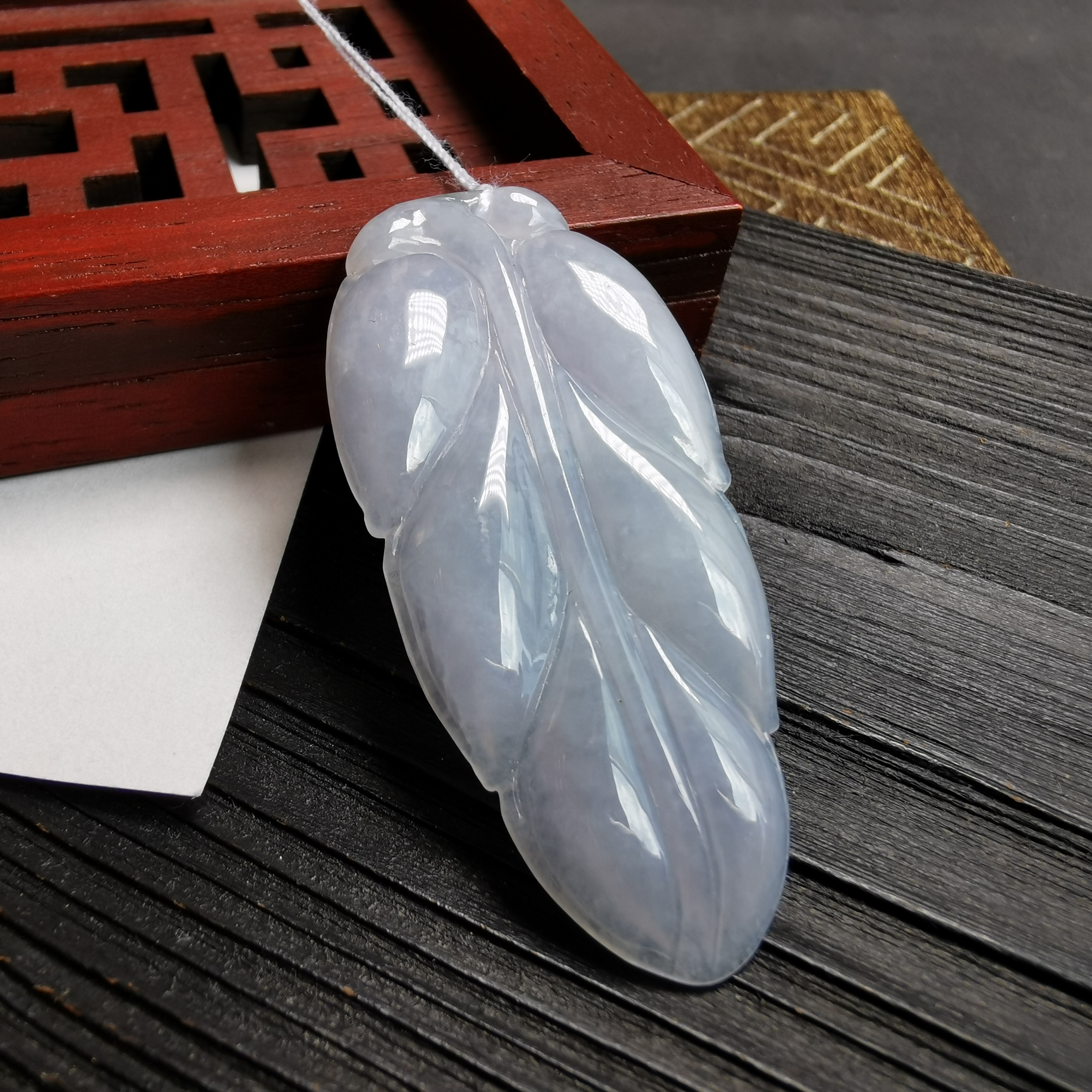 J1567 冰糯紫底金枝玉葉吊墜