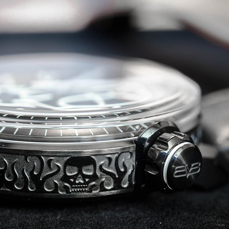 BB-01 自動機械系列 紅色火焰骷髏自動大三針