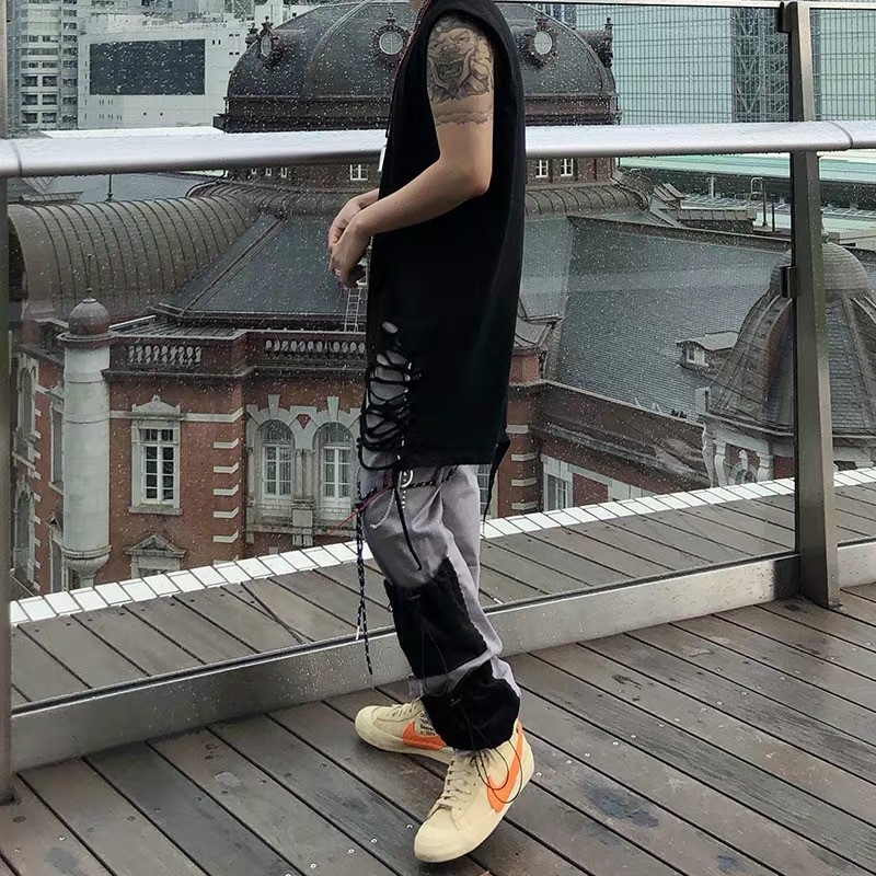 韓國刀割破壞寬鬆內搭長版背心