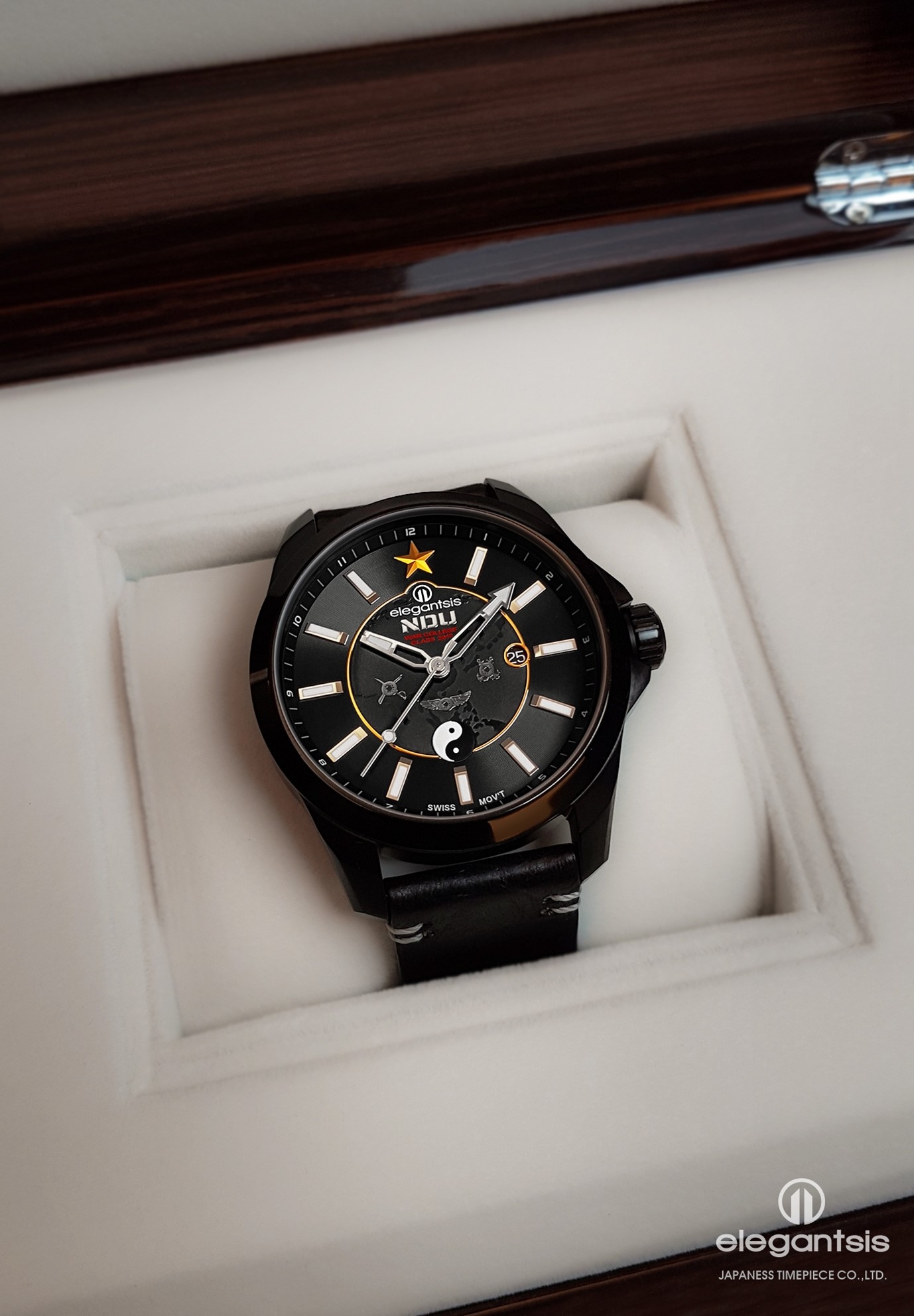 萬年鐘錶 - elegantsis 愛樂時  國防大學戰爭學院限量機械腕錶  ELJO65AS-NDU   錶徑47.5MM