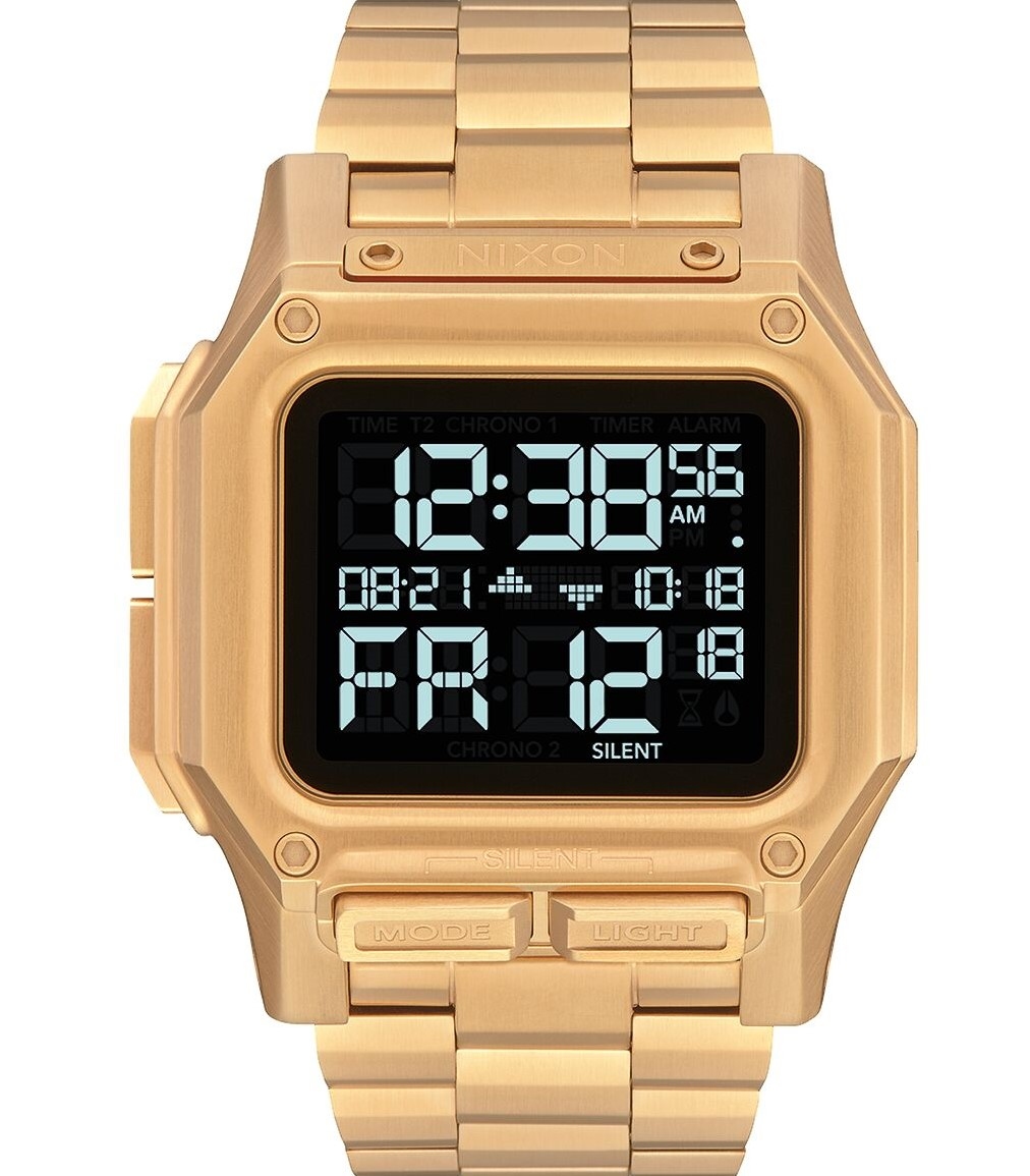 萬年鐘錶 - NIXON 尼克森 衝浪  REGULUS SS 街頭閃光 全金不鏽鋼電子錶  A1268-502   錶徑46MM