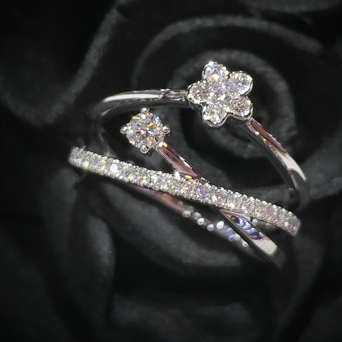 全新18K白金28份鑽石戒指