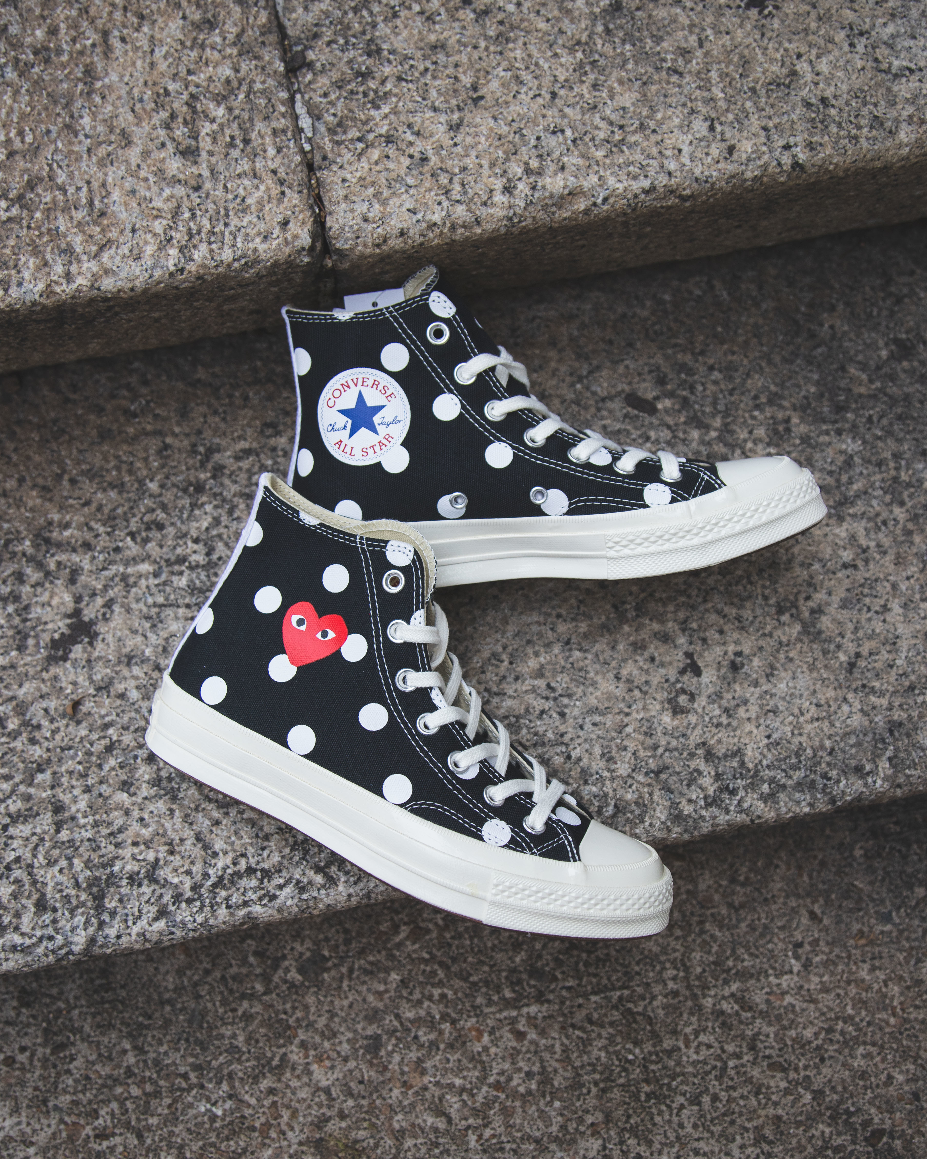 [現貨] CDG Play Converse Chuck Taylor 1970 Polka Dot "Black Hi"