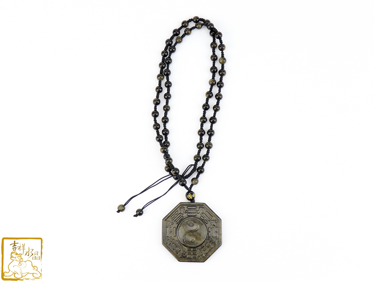 金沙黑曜石八卦項鍊 4.8cm辟邪擋煞