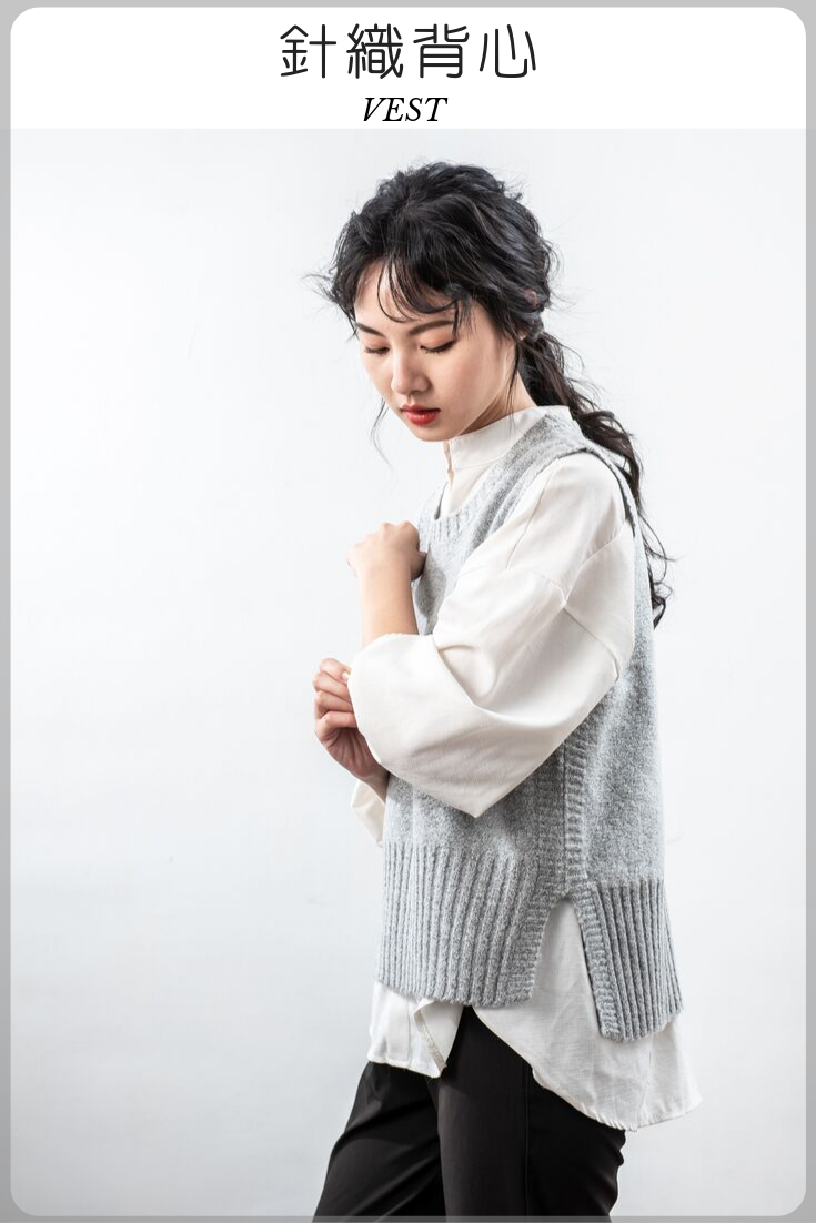 針織背心-淺灰