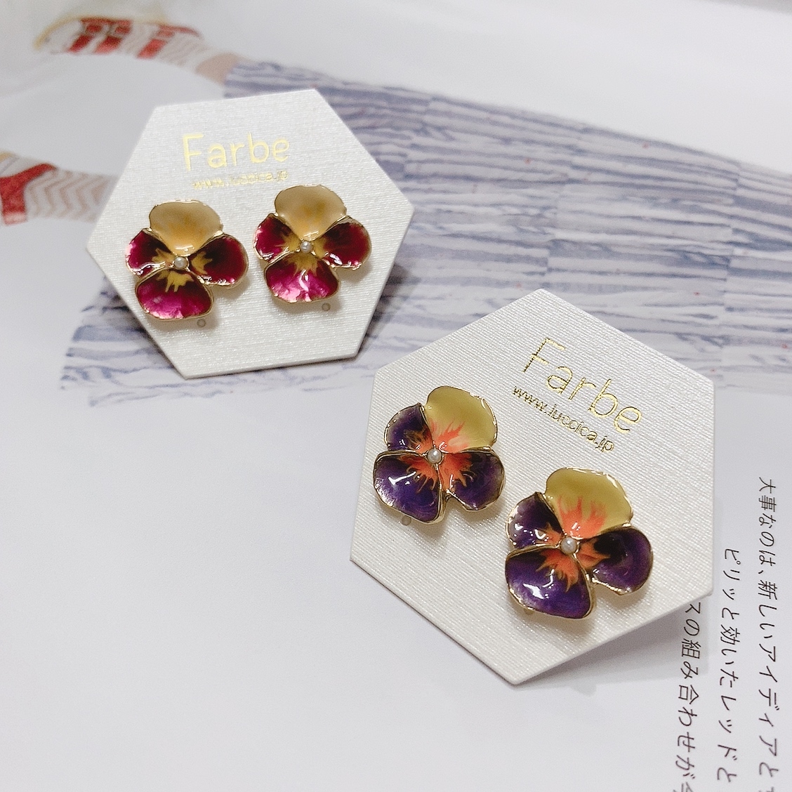 [日本制]Farbe 三色堇耳環