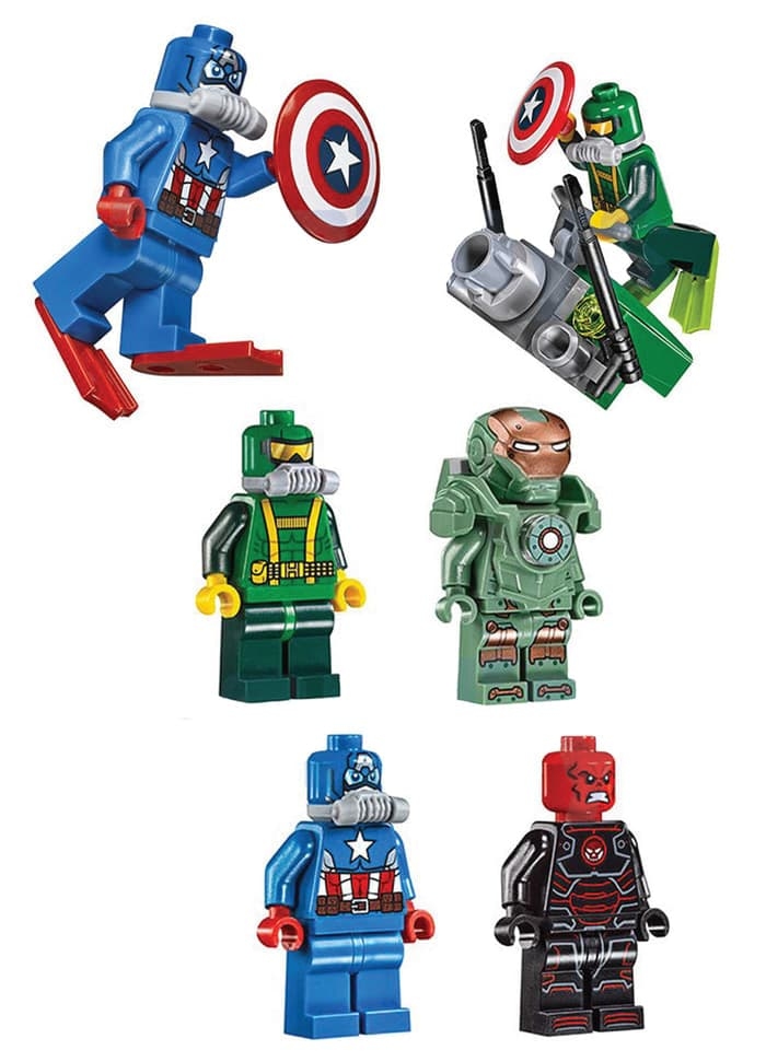 Iron Skull Sub Attack Building Blocks Set Minifigs Fit Lego NO BOX DL7119