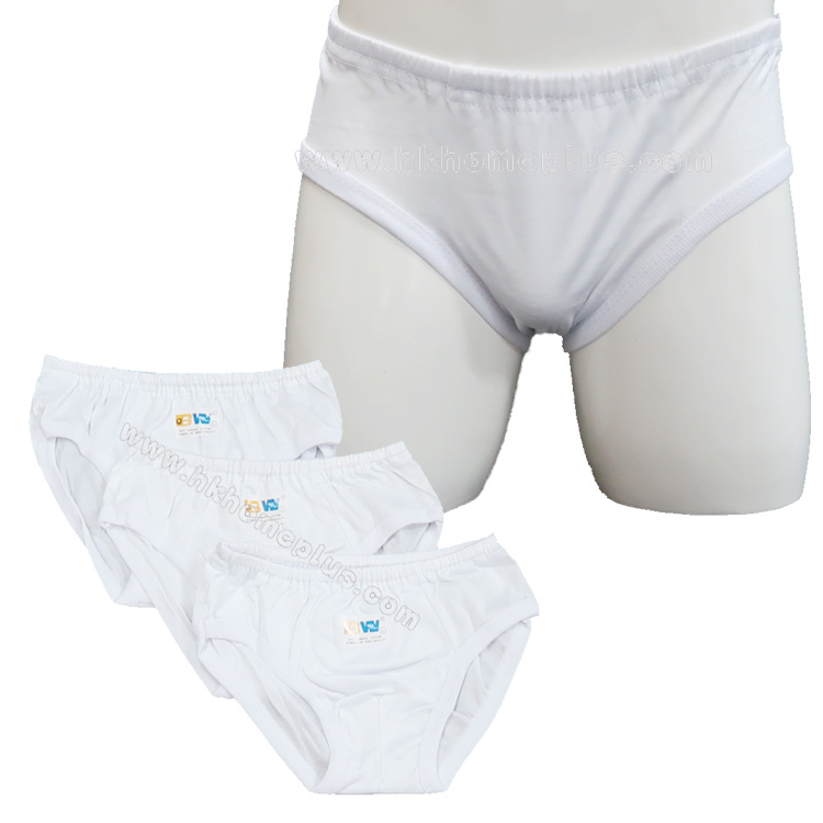 3條裝 BW: 男童白色三角褲 (S-3XL碼)
