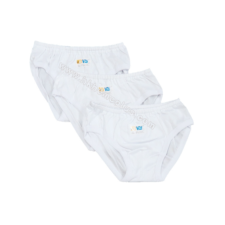3條裝 BW: 男童白色三角褲 (S-3XL碼)