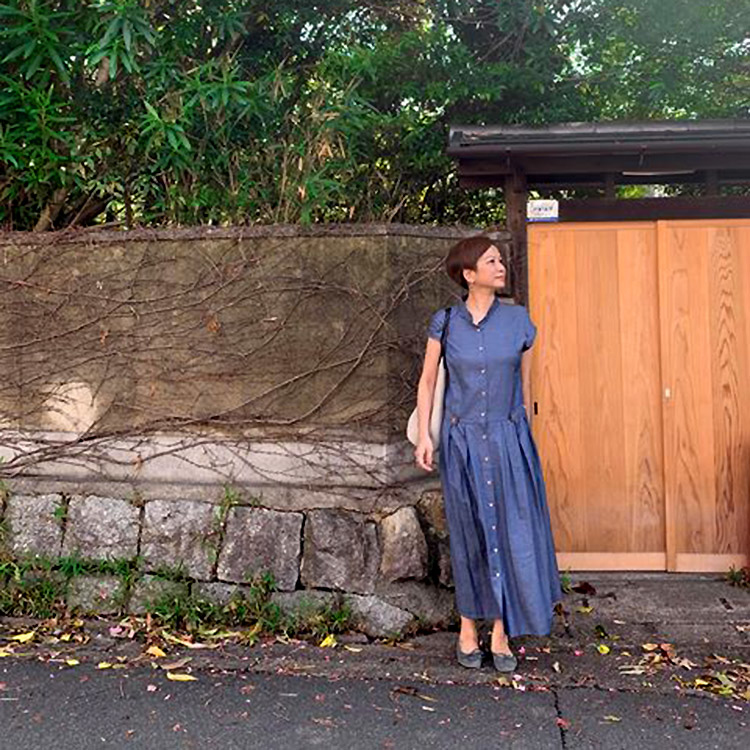 慢慢生活小蓋袖開襟長洋裝顧客穿搭