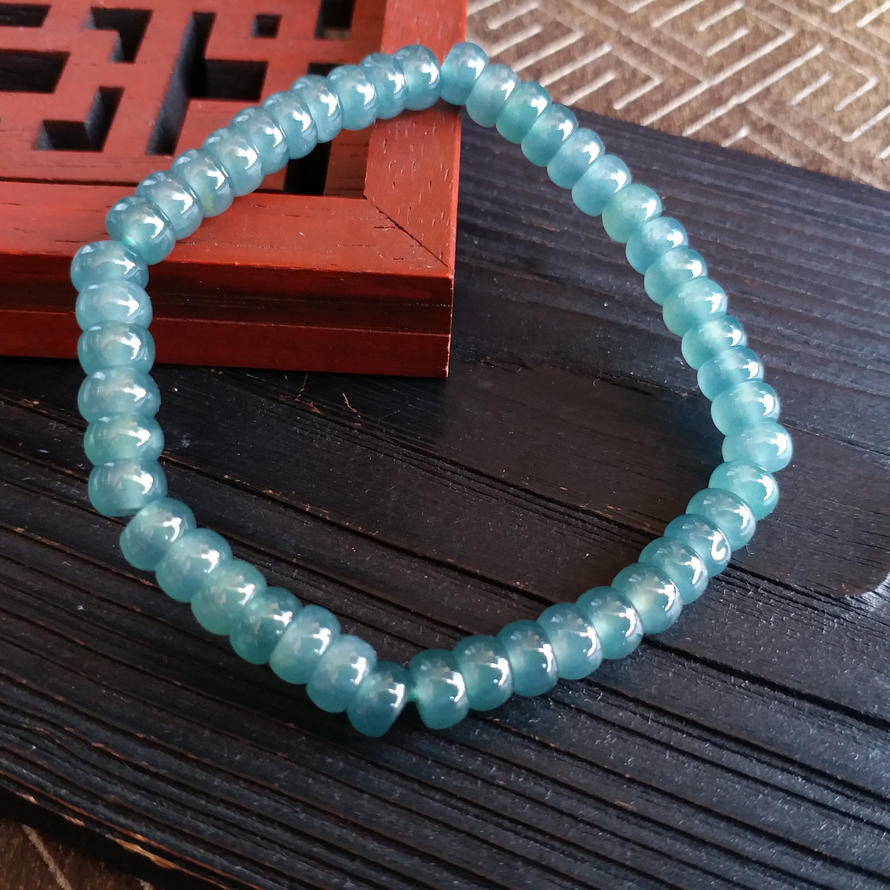 冰藍水算盤珠手串, 天然翡翠A玉, 緬甸玉, Jade, Jadeite