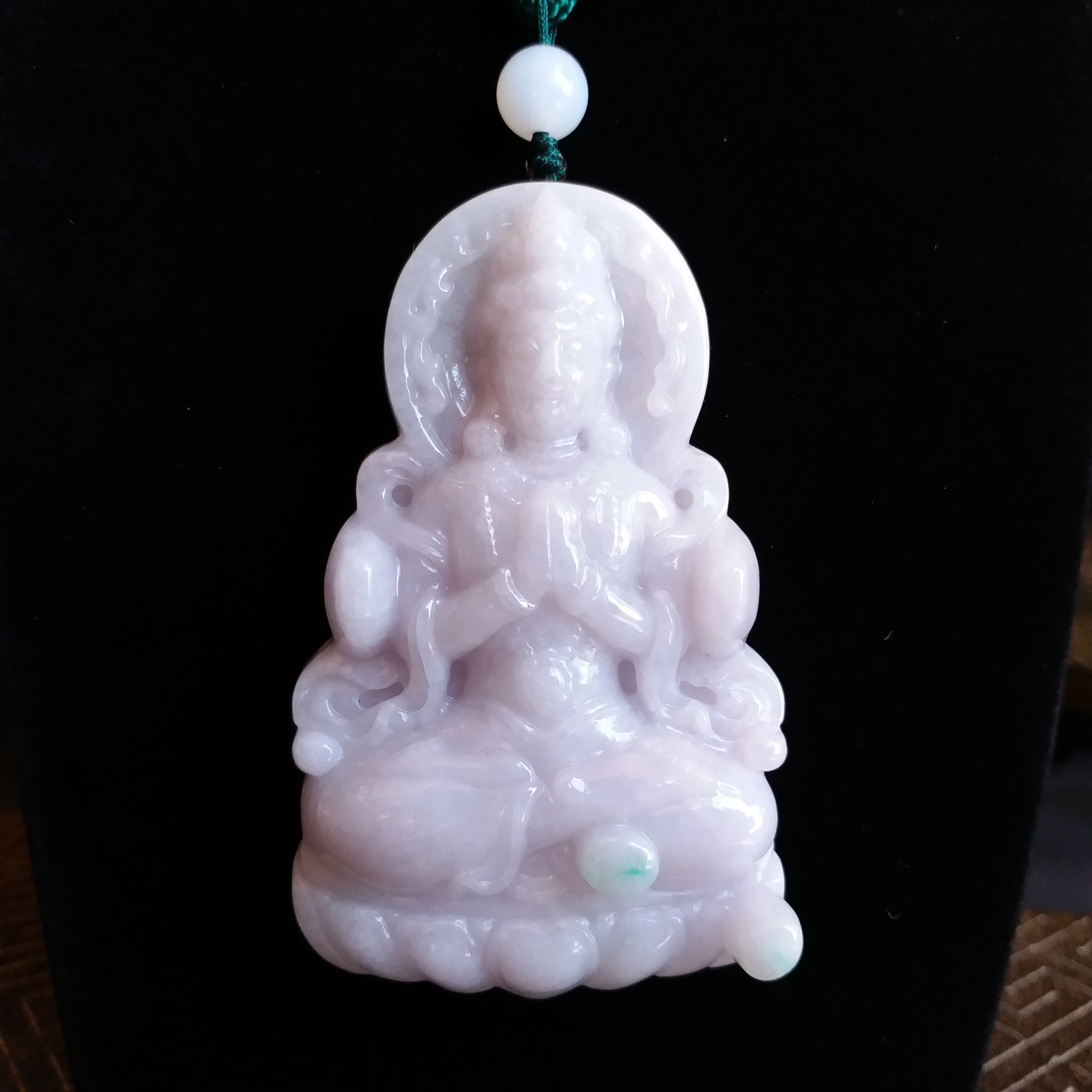 冰糯淡紫坐蓮大觀音吊牌, 天然翡翠A玉, 緬甸玉, Jade, Jadeite