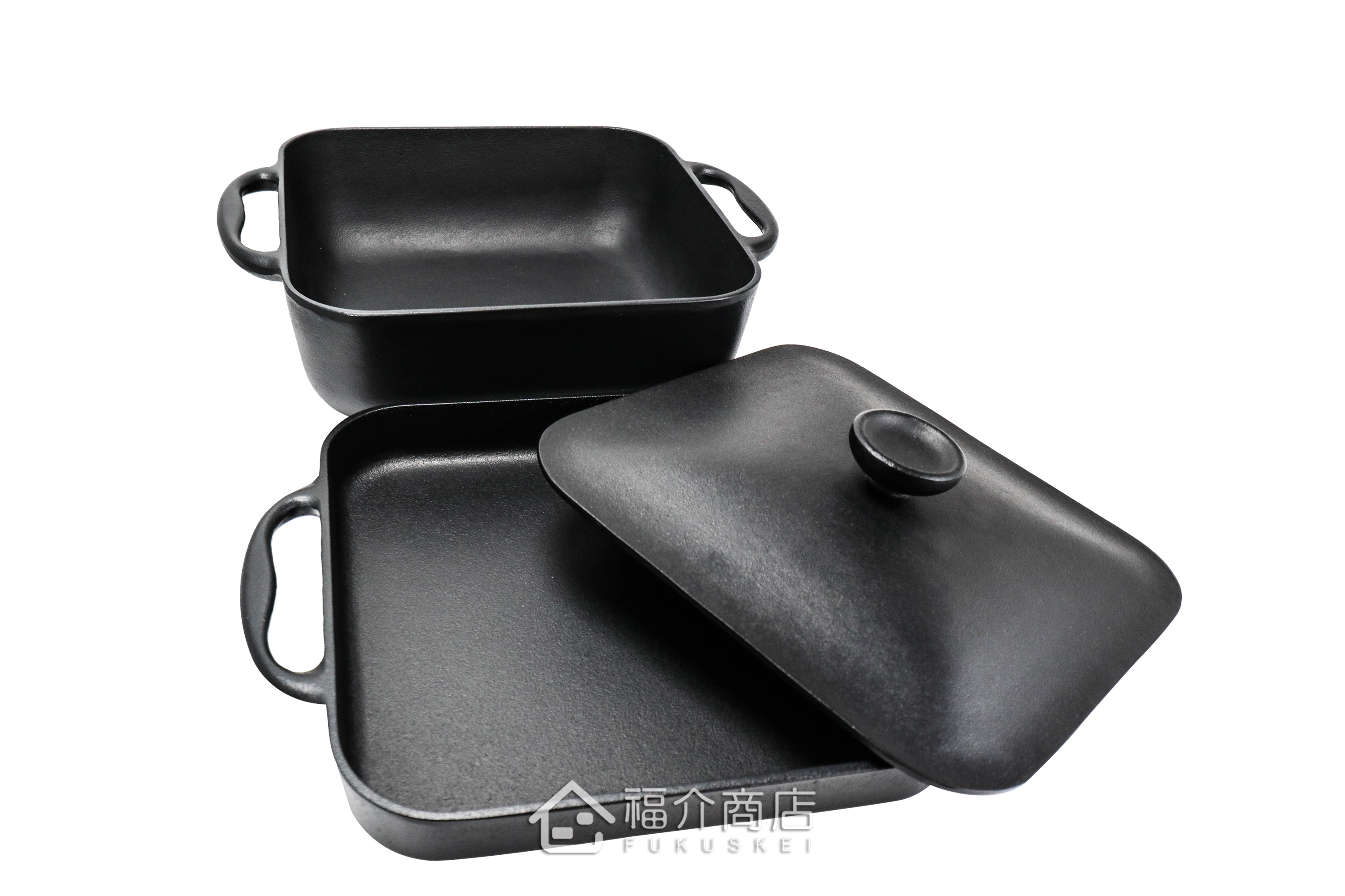 煎烤煮湯兩用黑色鑄鐵鍋