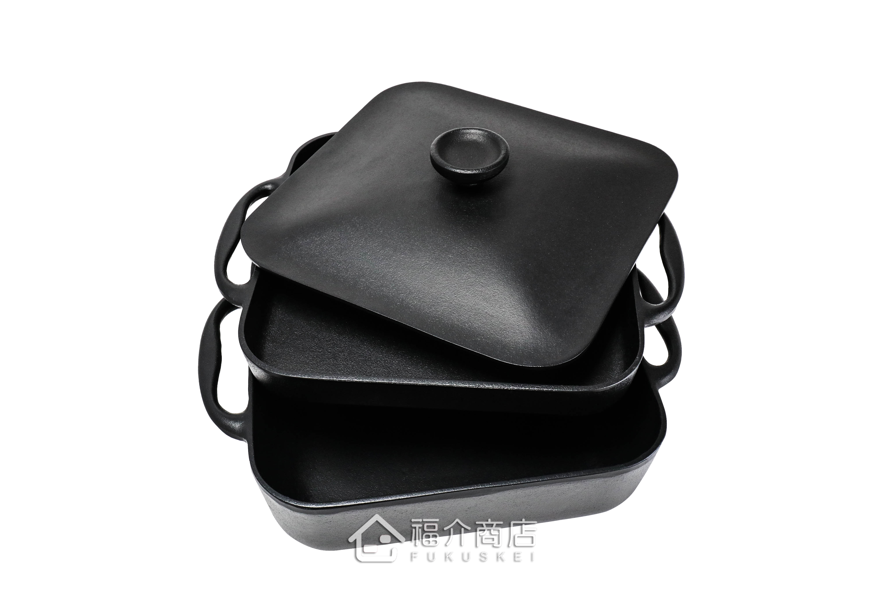 煎烤煮湯兩用黑色鑄鐵鍋