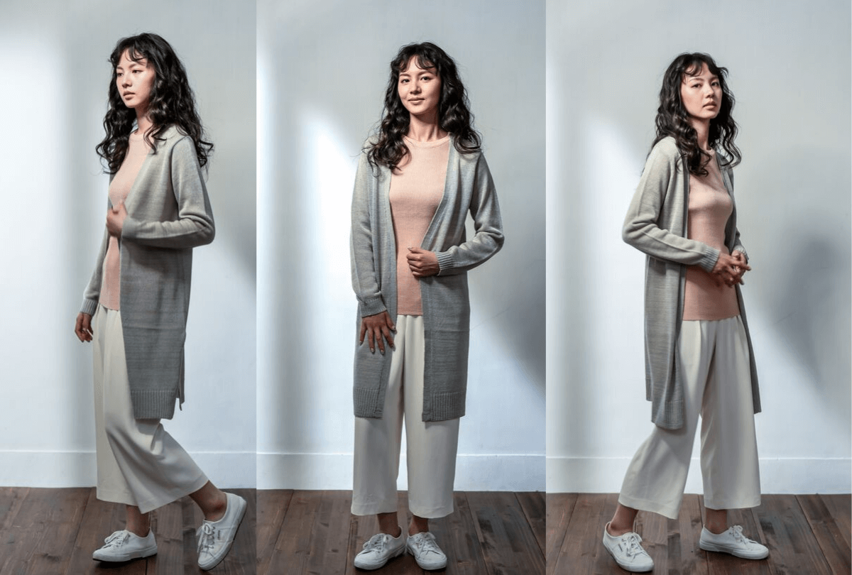 MIT針織外套長版設計-淺灰