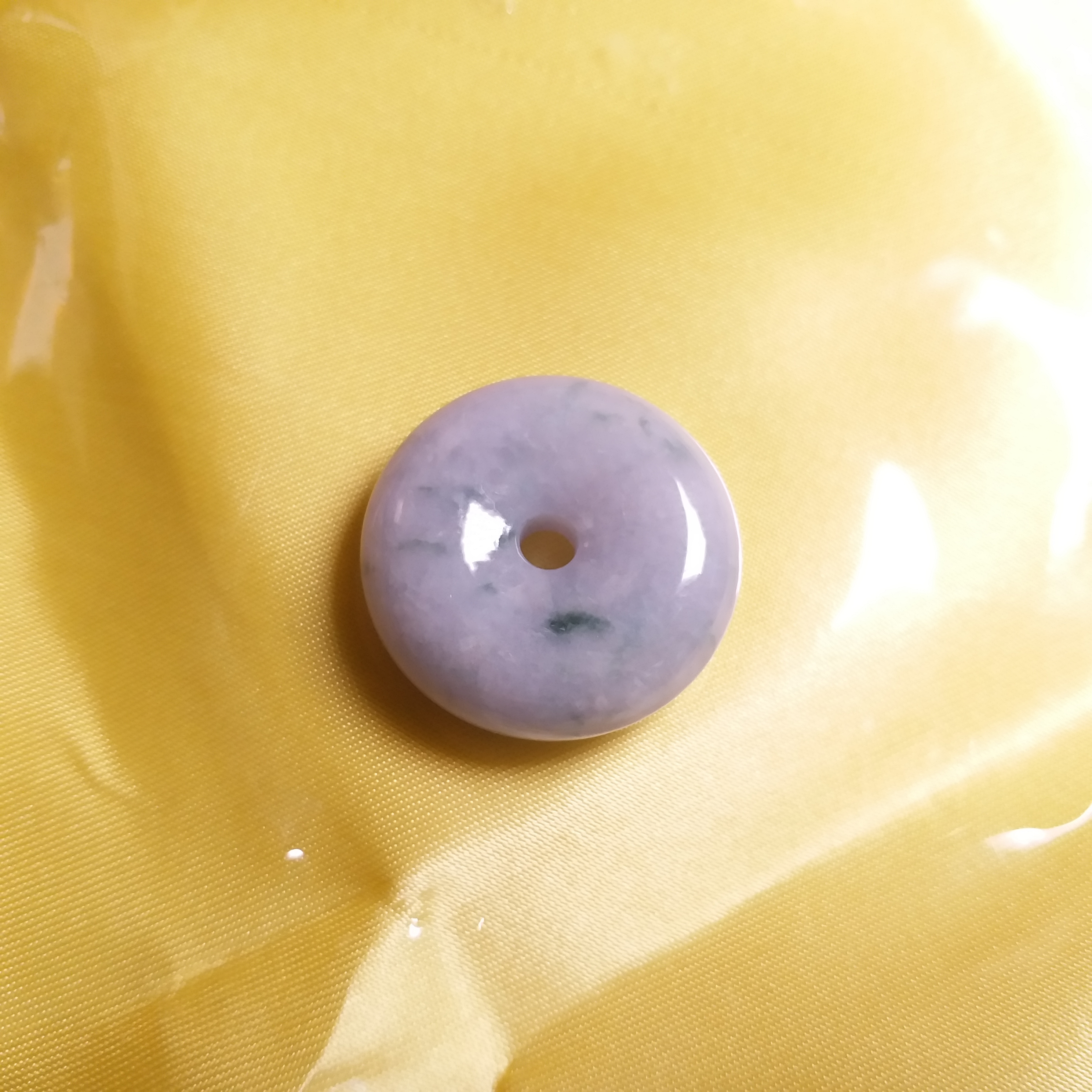 J1560 冰糯紫飄綠花平安扣 (25.3mm直徑)