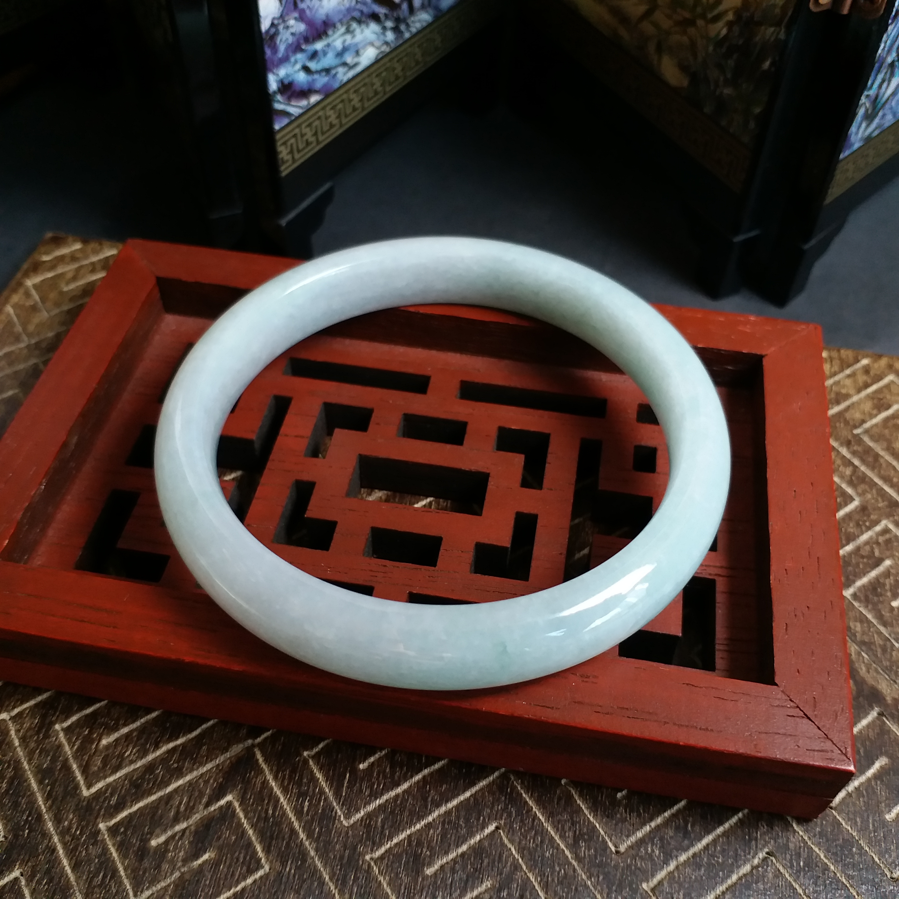 冰糯晴水綠玉鐲 58mm, 天然翡翠A玉, 緬甸玉, Jade, Jadeite