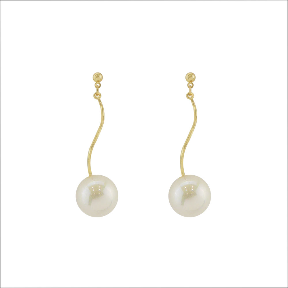 完美曲線擺盪珍珠耳環 - 白 / Swinging Pearl Earrings - White