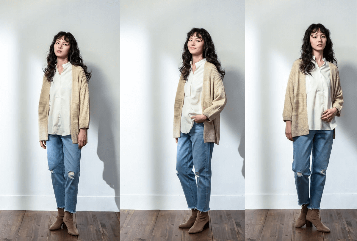 針織外套搭配牛仔褲的休閒感穿搭方式