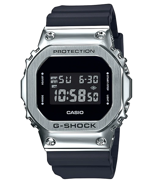 萬年鐘錶 - G-SHOCK  不鏽鋼金屬系列電子錶    GM-5600-1  錶徑 : 43.2 mm