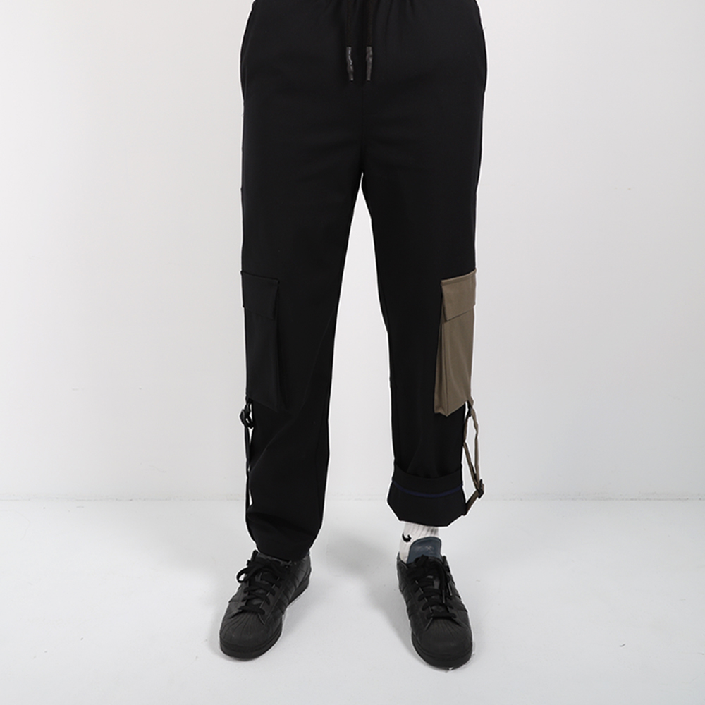 防潑水雙面穿寬褲 - 黑