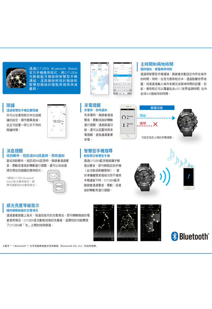 萬年鐘錶 - Citizen 星辰錶  光動能藍芽錶 BZ1029-87L 表徑48MM
