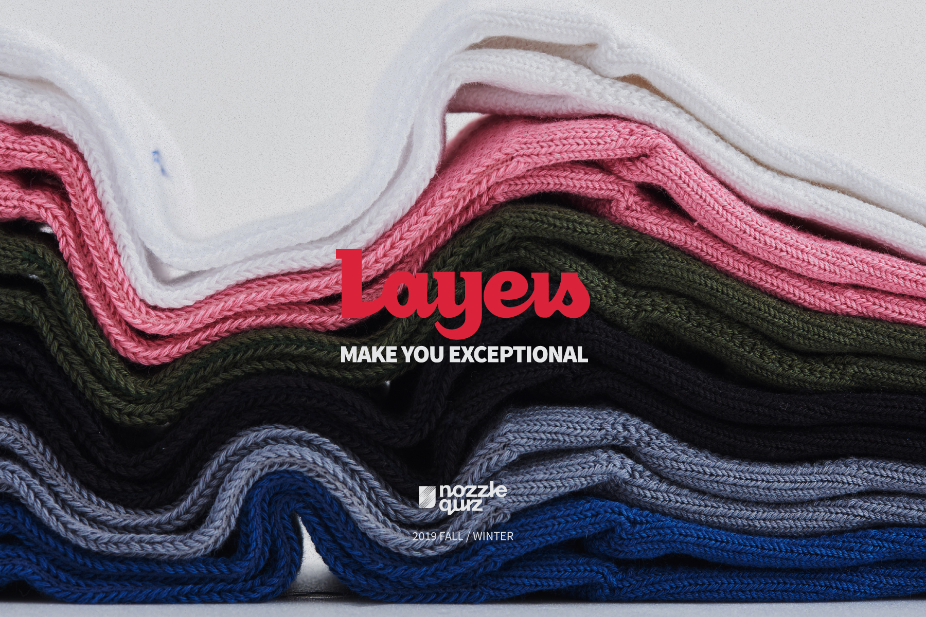 台灣機能襪履品牌 nozzle quiz 2019 F/W 以「在你心中『台灣』是什麼顏色？」為主題推出 LAYERS 新款6色襪款，以獨有的台味融入日常穿搭。