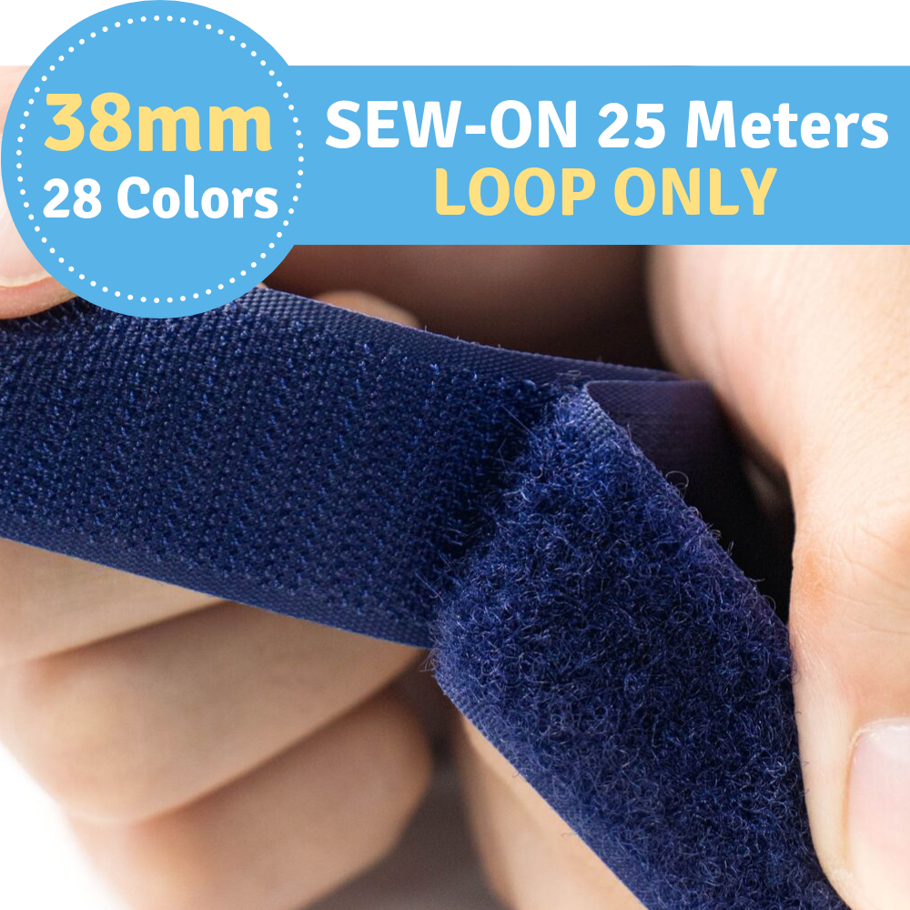 38mm Width (1.5") 25 Meters (984.25") Sew-On Loop ONLY Fastener Tape for 28 Colors