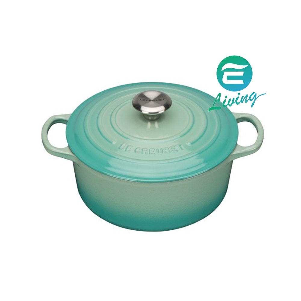 Le Creuset 圓型鑄鐵鍋22cm 3.3L 黑／櫻桃紅／火焰橘／馬賽藍／天空藍