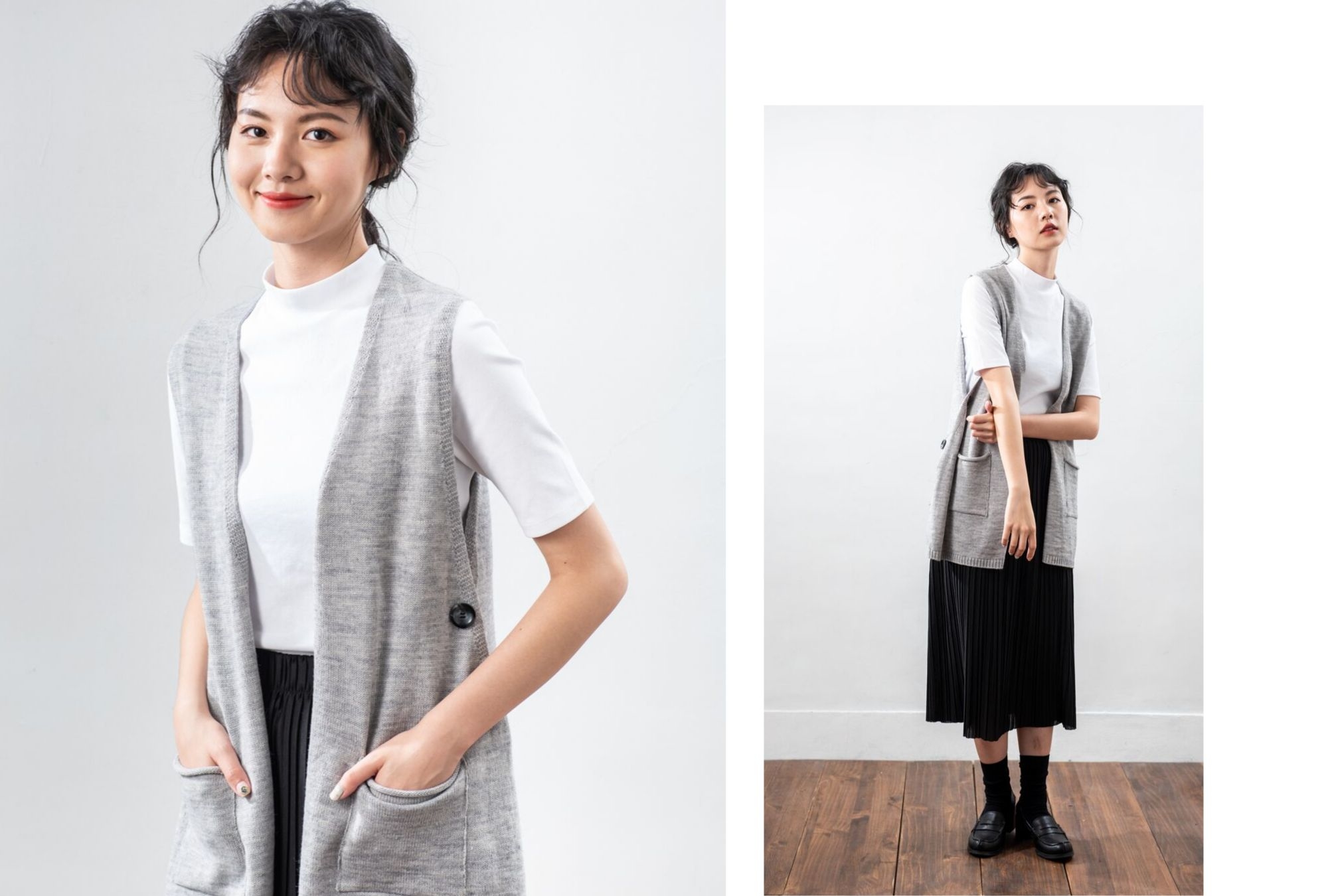 MIT針織背心穿搭白色素T就很有型