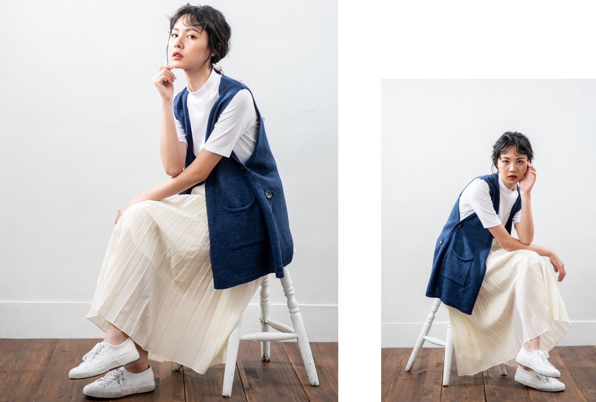 開襟針織背心雙口袋設計|O-LIWAY 穿搭首選