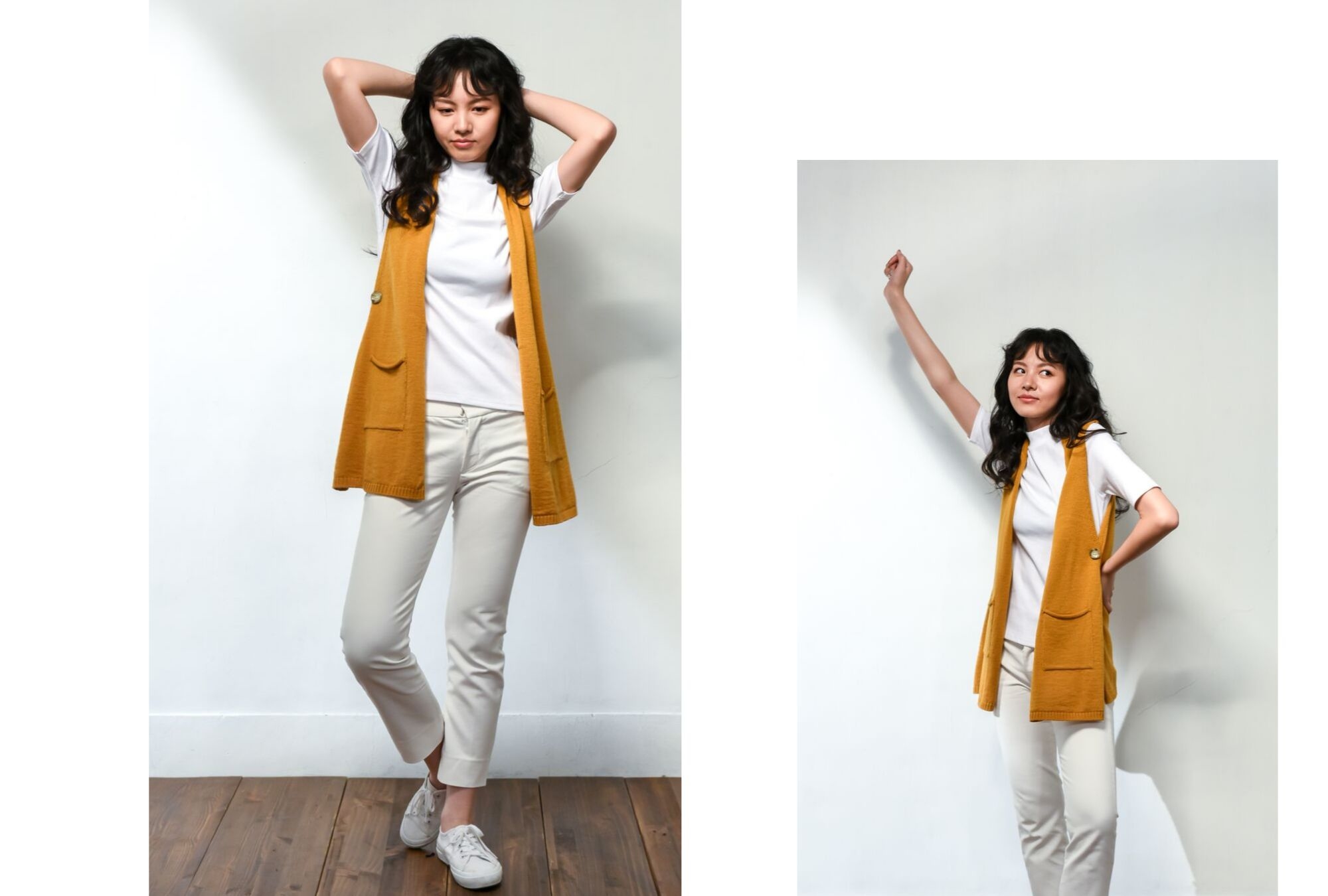 薑黃色開襟背心