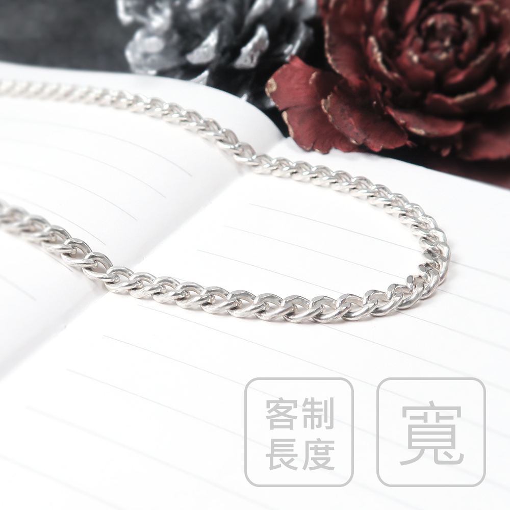 率性繩索鍊(3.5mm寬鍊)  925純銀鍊 男生項鍊 中性 客製長度 鍊子