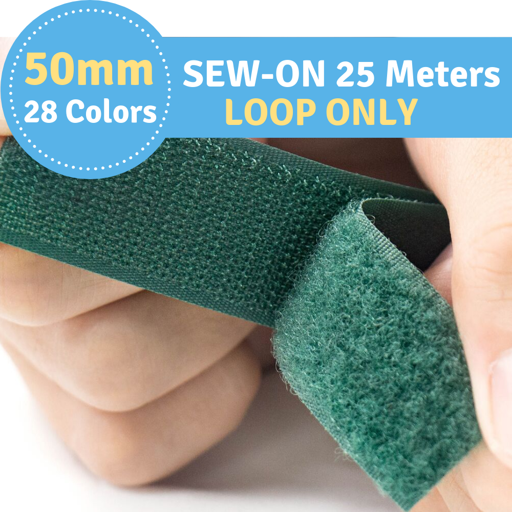 50mm Width (2") 25 Meters (984.25") Sew-On Loop ONLY Fastener Tape for 28 Colors