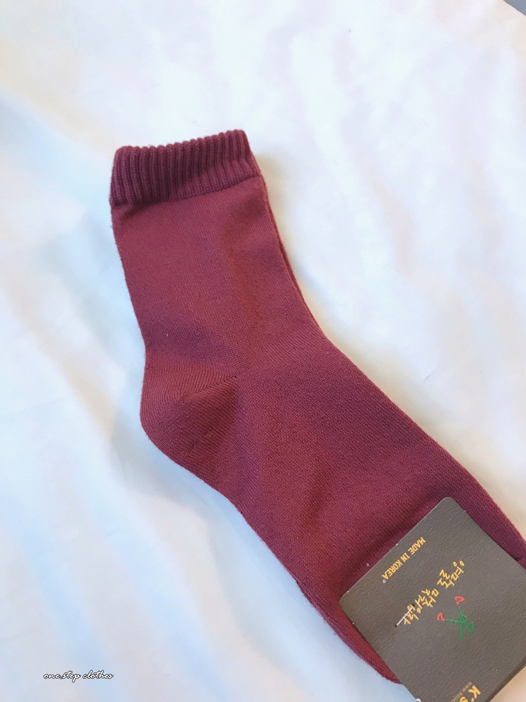 正韓超舒服軟Q素面襪 (酒紅)