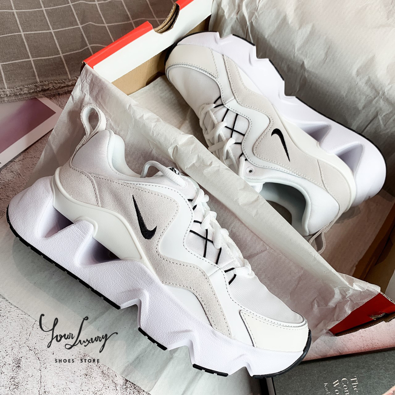 【Luxury】現貨+預購 第一代 孫芸芸 Nike RYZ 365 nike365 白 黑 黑白 粉綠 老爹鞋 厚底 鏤空 緞面 麂皮 男女