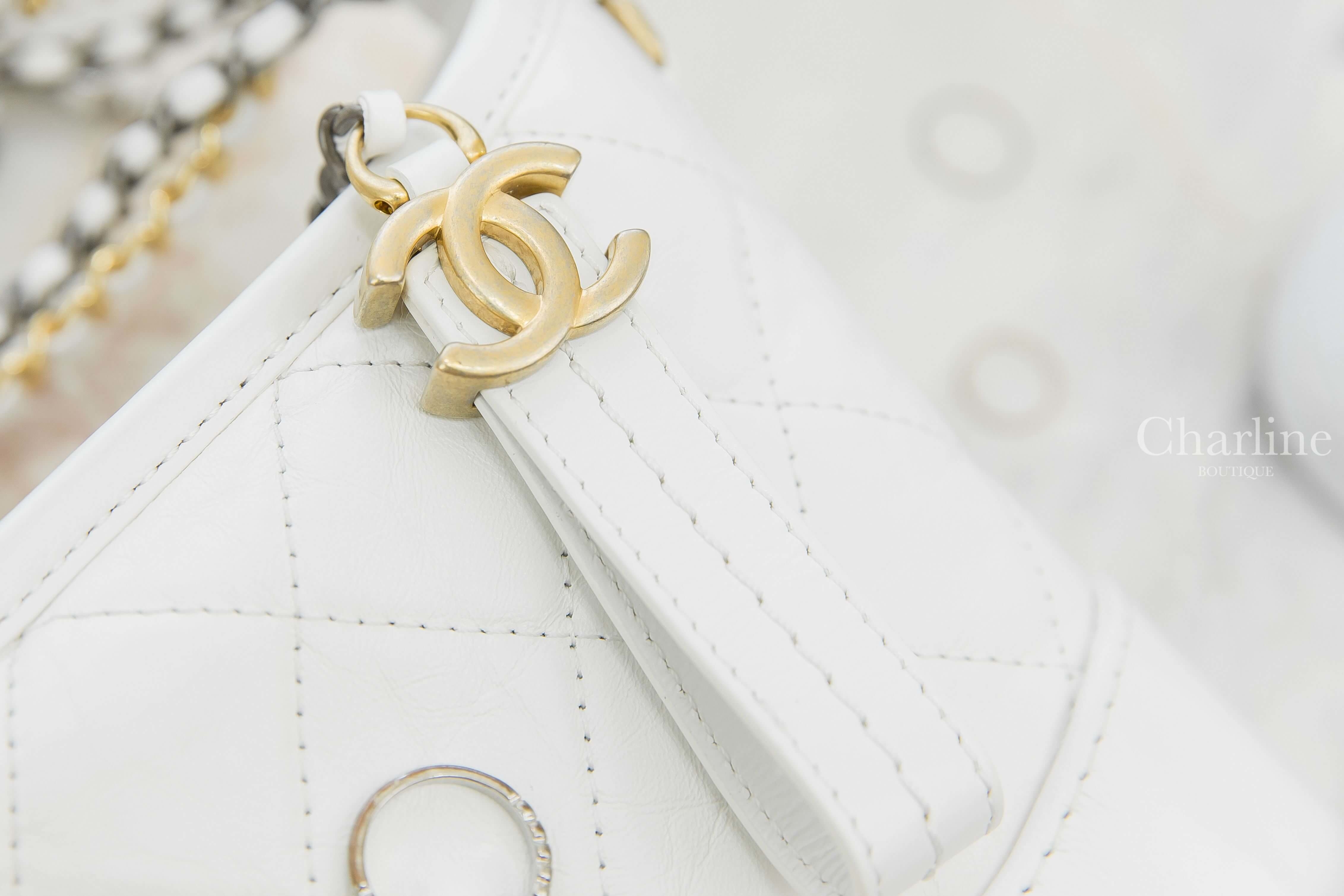 Chanel Chanel's Gabrielle Small Hobo Bag 白色金銀鍊拼接小型鍊帶手袋