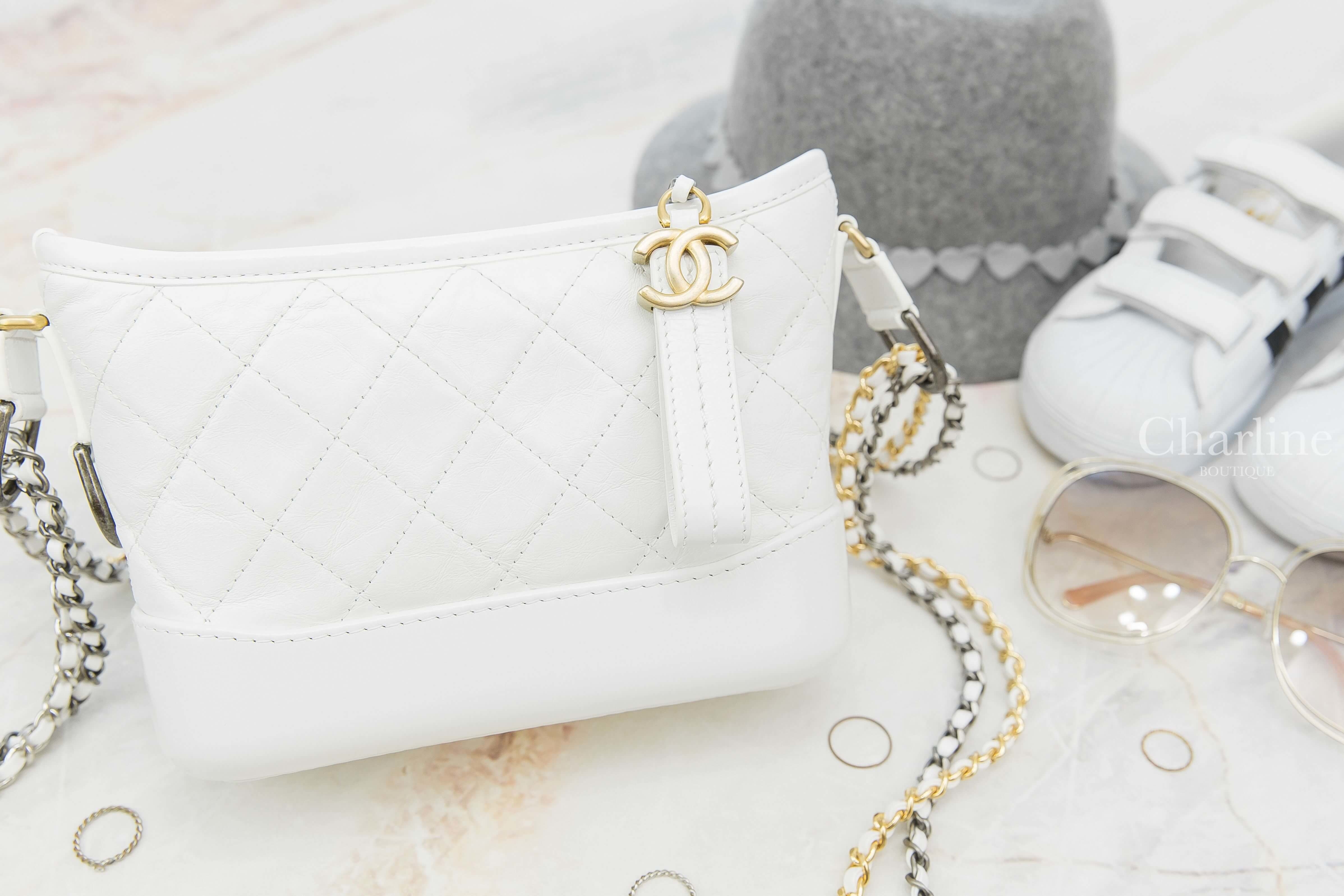 Chanel Chanel's Gabrielle Small Hobo Bag 白色金銀鍊拼接小型鍊帶手袋