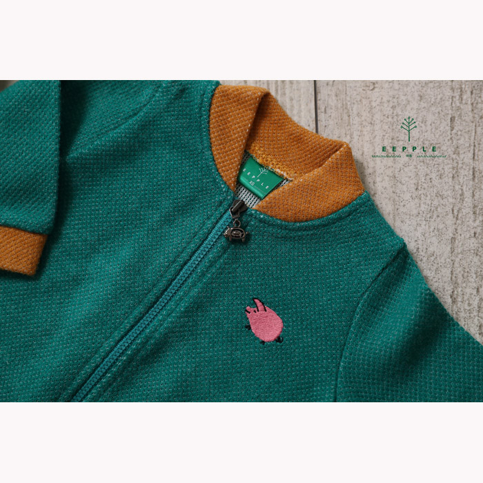 韓國 Eepple 亮眼撞色拉鍊式連身衣 - 80尺寸綠色